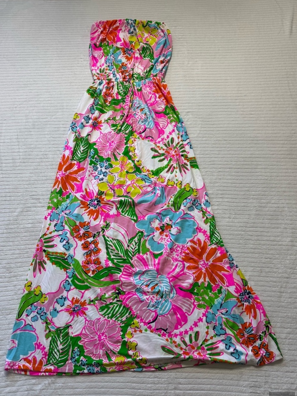 Lilly Pulitzer Strapless Floral Maxi Dress in Pink, Green & Orange - Picture 2 of 7